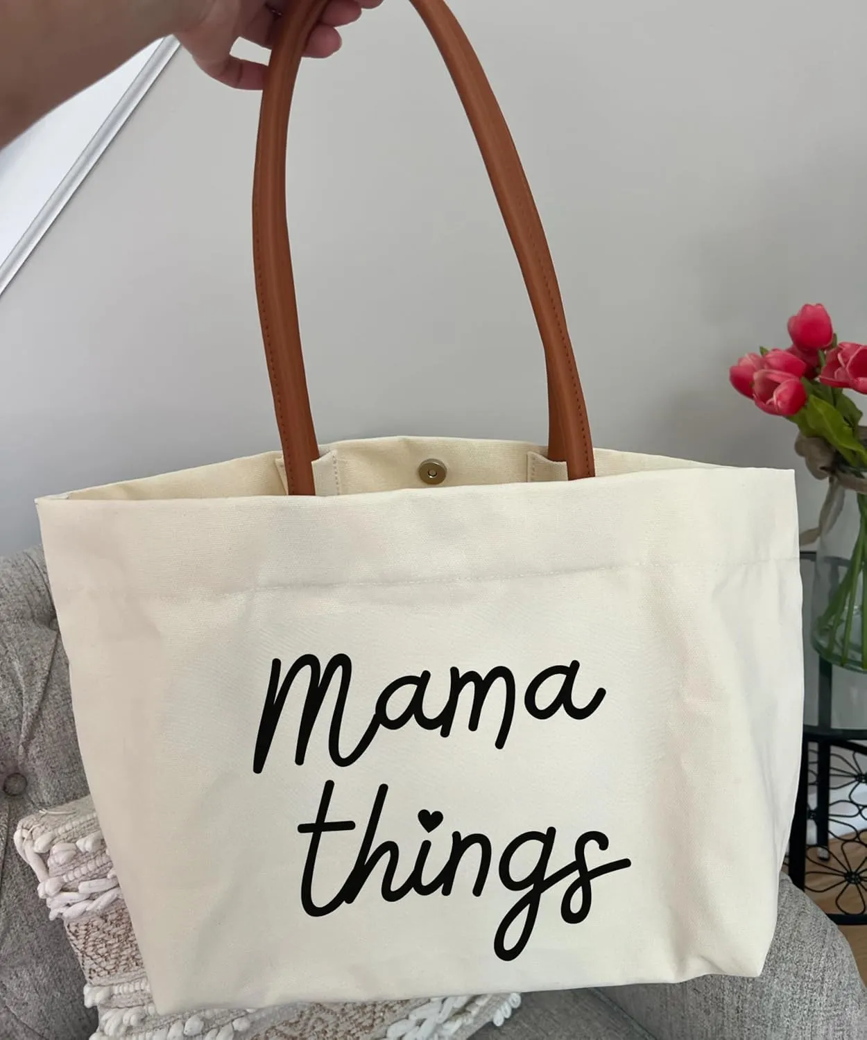 Mama Things Mom Mama Bag Gifts Momlife Tote for Hospital,Essentials Shopping, Beach, Travel