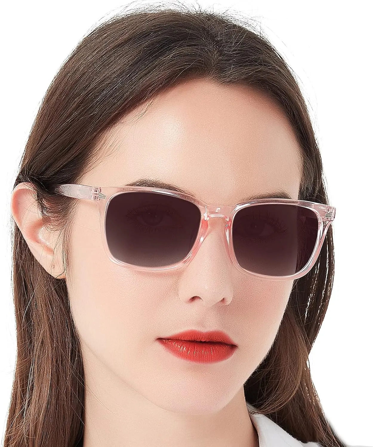MARE AZZURO Bifocal Reading Sunglasses Women Trendy Square Outdoor Readers 1.00 1.50 2.00 2.50 3.00 3.50 4.00 (Pink, 100)