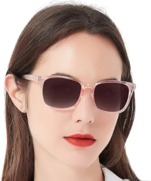 MARE AZZURO Bifocal Reading Sunglasses Women Trendy Square Outdoor Readers 1.00 1.50 2.00 2.50 3.00 3.50 4.00 (Pink, 100)