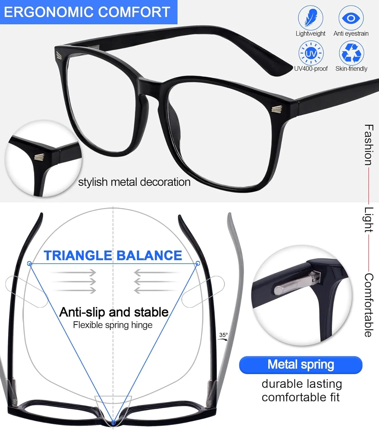 MARE AZZURO Blue Light Blocking Glasses Women, Ladies Computer Gaming Glasses for Anti Eye Strain, Glare, UV400