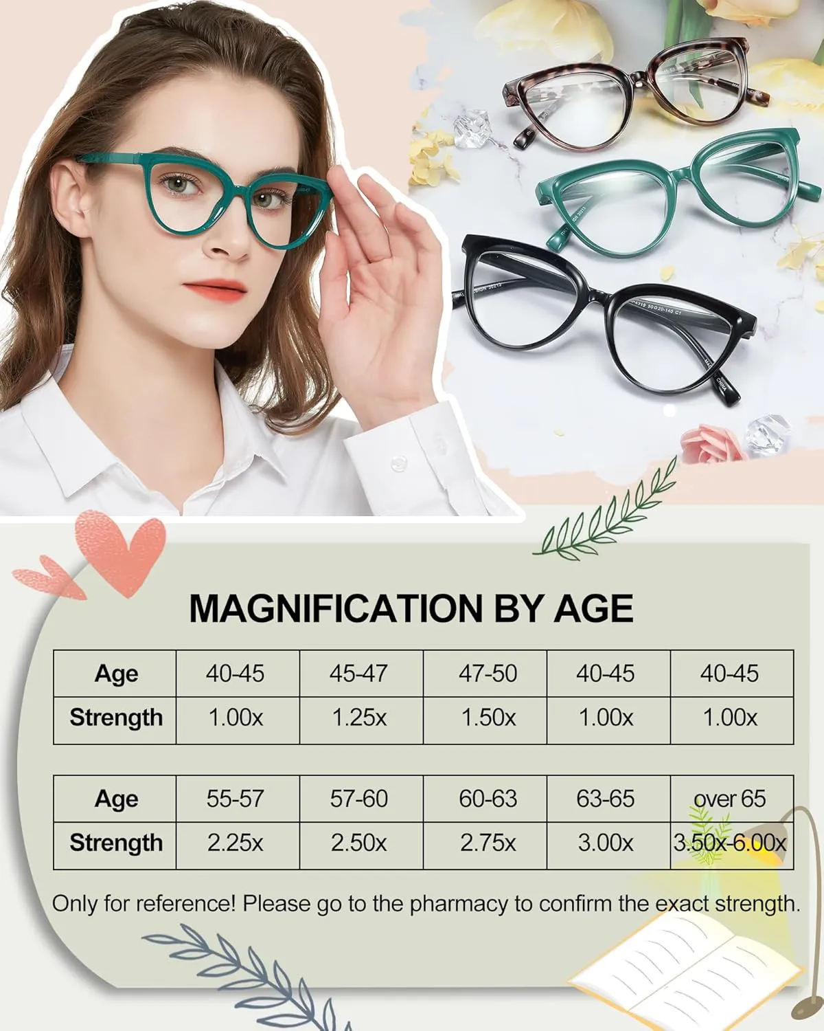 MARE AZZURO Large Reading Glasses Women Large Cat Eye Readers 1.0 1.25 1.5 1.75 2.0 2.25 2.5 2.75 3.0 3.5 4.0 5.0 6.0