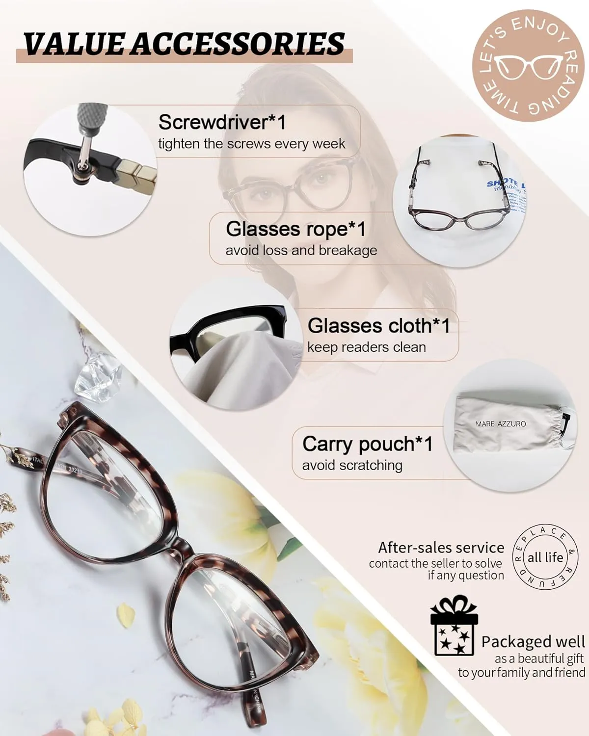 MARE AZZURO Large Reading Glasses Women Large Cat Eye Readers 1.0 1.25 1.5 1.75 2.0 2.25 2.5 2.75 3.0 3.5 4.0 5.0 6.0
