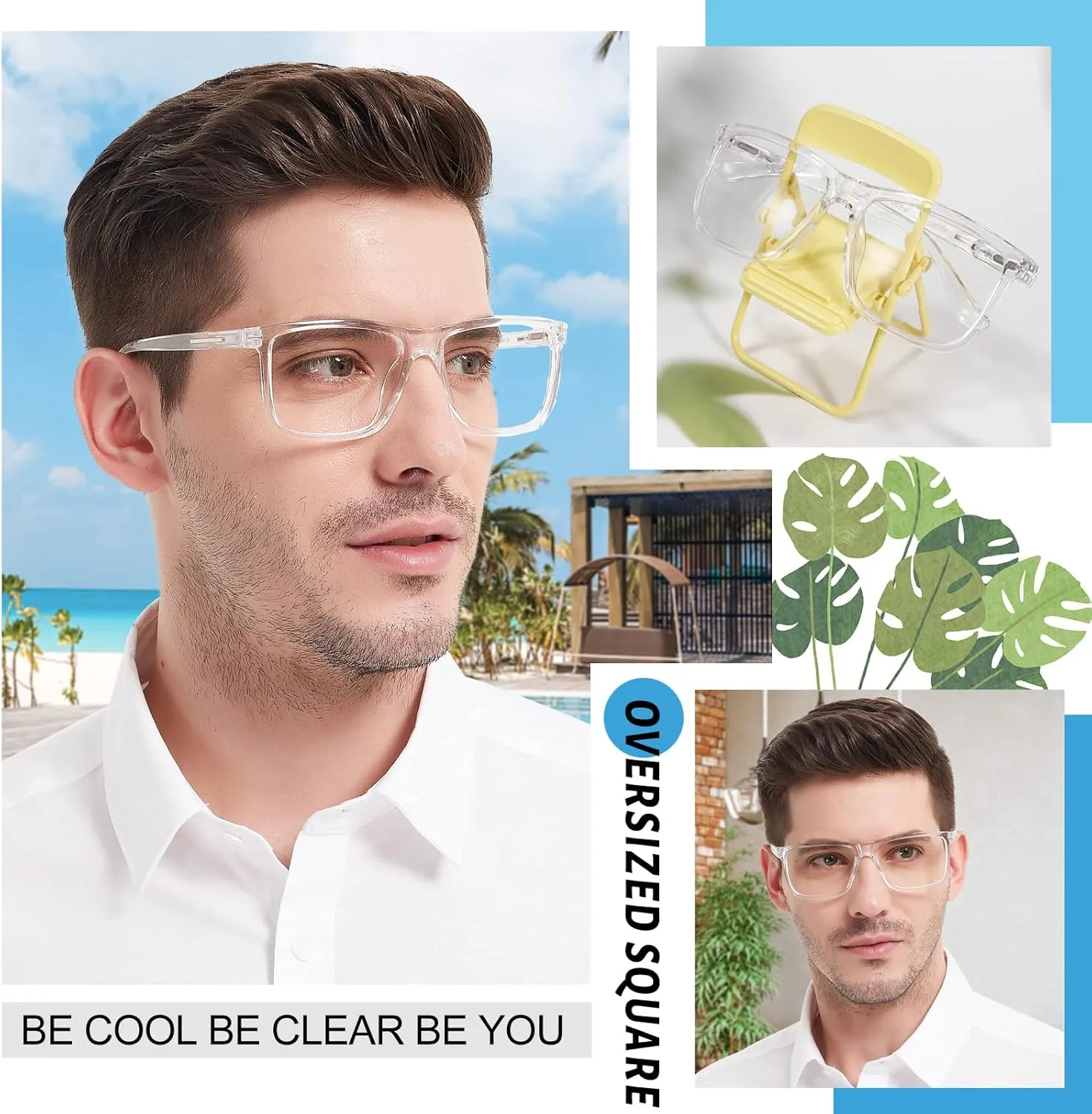 MARE AZZURO Oversized Bifocal Reading Glasses Men Blue Light Blocking Readers 1.0 1.25 1.5 1.75 2.0 2.25 2.5 2.75 3.0 3.5
