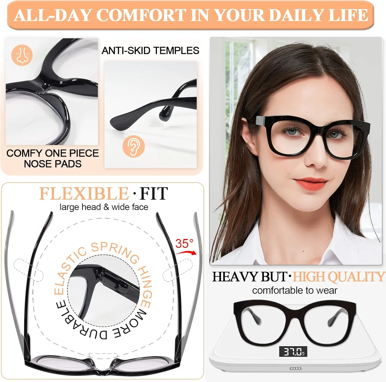 MARE AZZURO Oversized Bifocal Reading Glasses Women Blue Light Blocking Readers 1.0 1.25 1.5 1.75 2.0 2.25 2.5 2.75 3.0 3.5