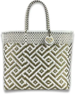 MARIA VICTORIA Large Mexican Woven Tote - Waterproof Multi-Color Beach & Shopping Bag