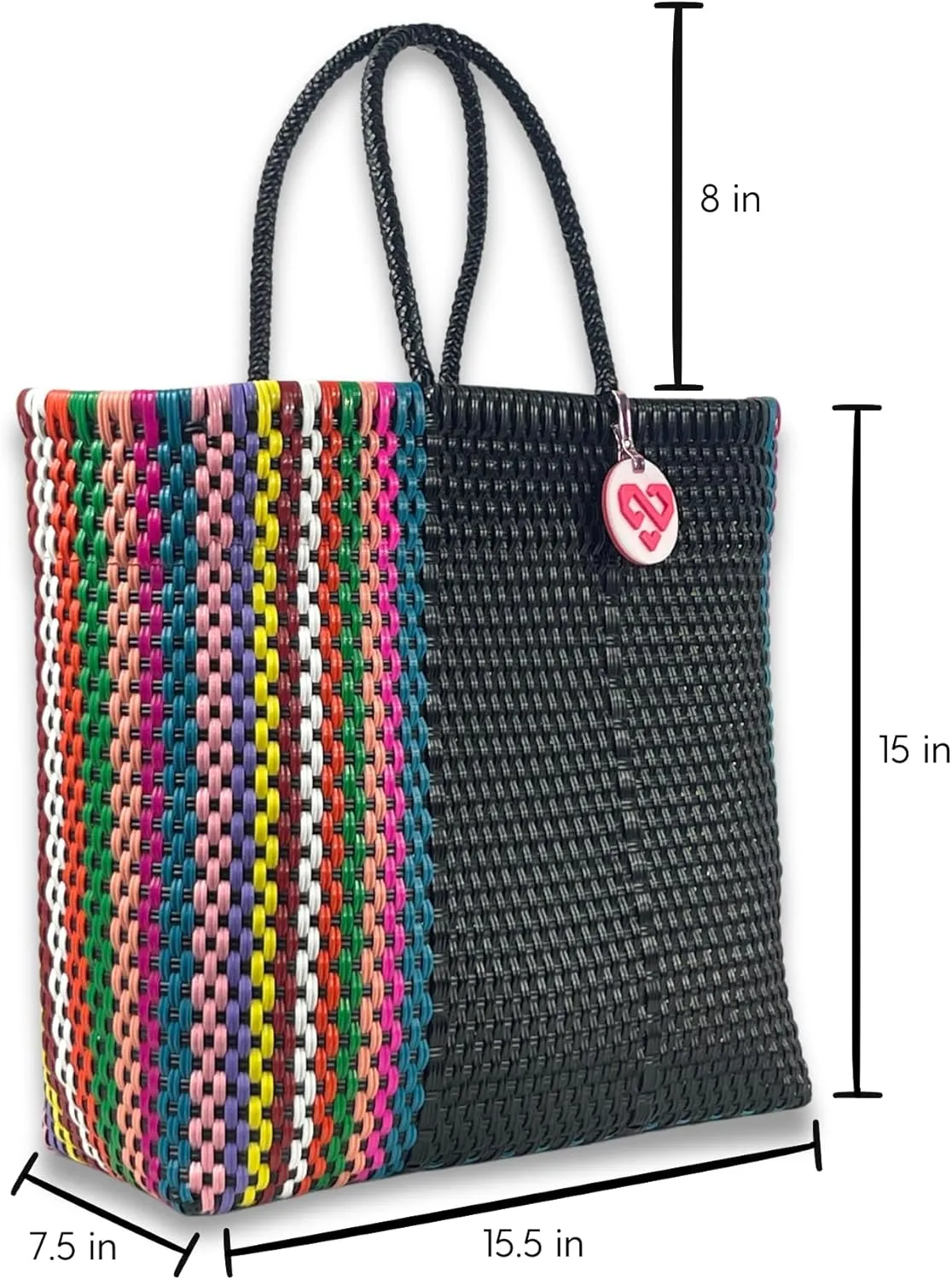 MARIA VICTORIA Large Mexican Woven Tote - Waterproof Multi-Color Beach & Shopping Bag