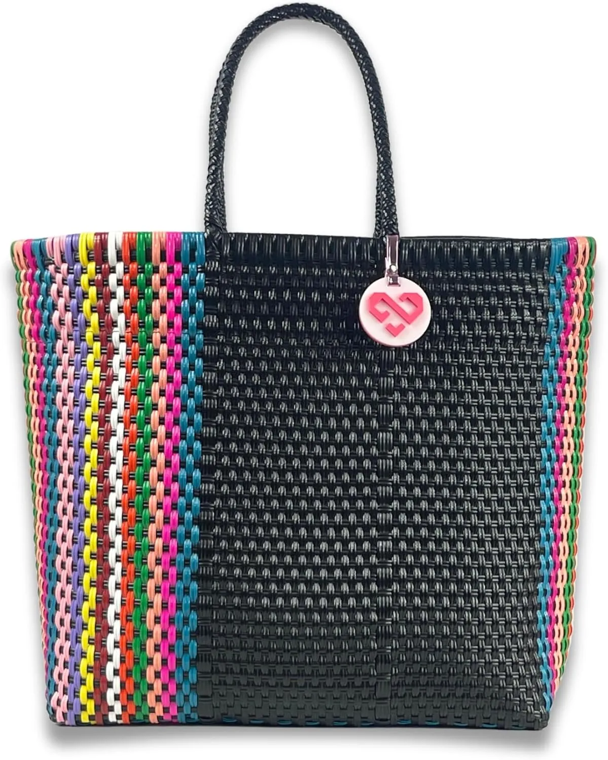 MARIA VICTORIA Large Mexican Woven Tote - Waterproof Multi-Color Beach & Shopping Bag