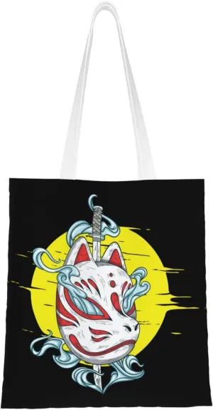 Masks and Knives Tote Bag for Women Canvas Shopping Bags Reusable Large Capacity Casual Shoulder Handbags Grocery Bags DIY Gift Bags