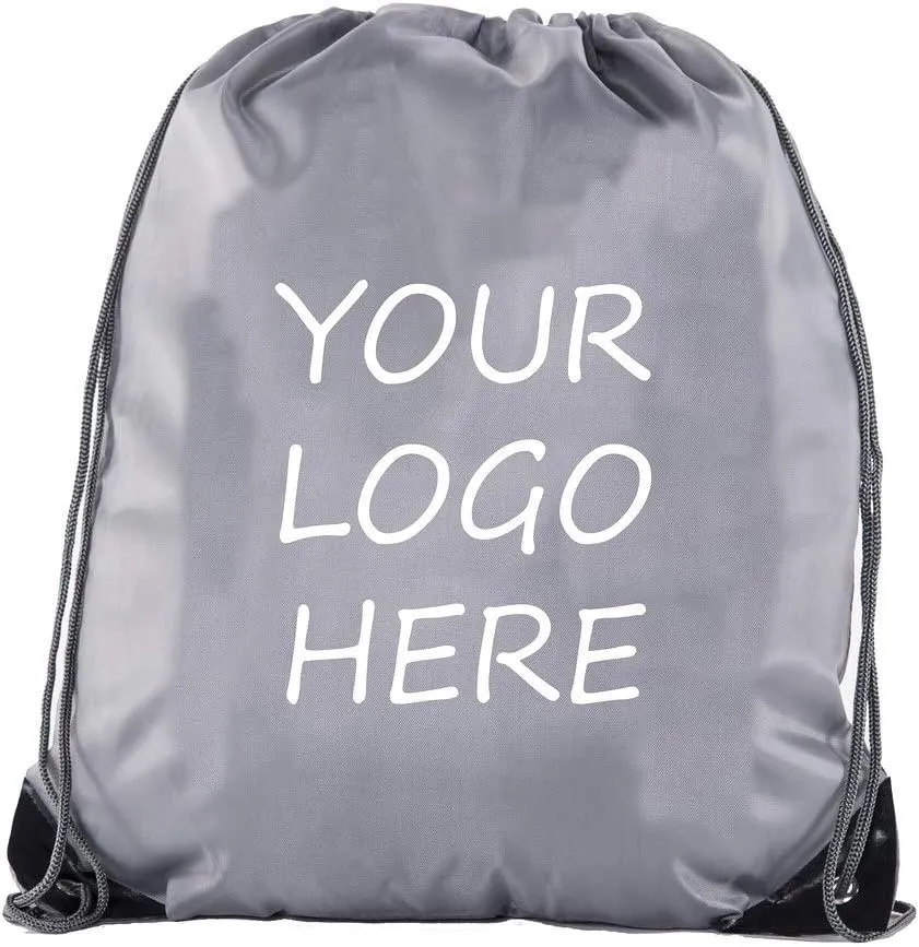 Mato & Hash Custom Bags With Your Logo | Promotional Drawstring Backpack - 50PK Grey CE2500