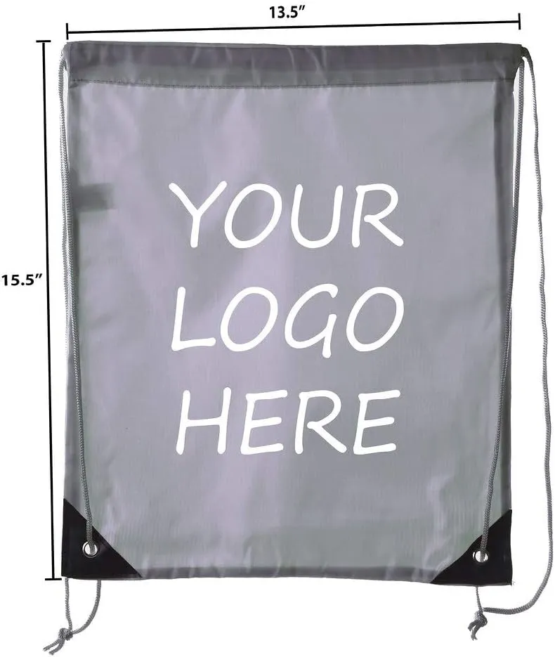 Mato & Hash Custom Bags With Your Logo | Promotional Drawstring Backpack - 50PK Grey CE2500