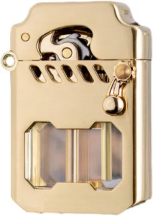 Mecha Metal Rocker Lighter, Retro Transparent Oil Tank Metal Rocker Kerosene Lighter, Retro Metal Rocker Kerosene Windproof Lighter (Gold)