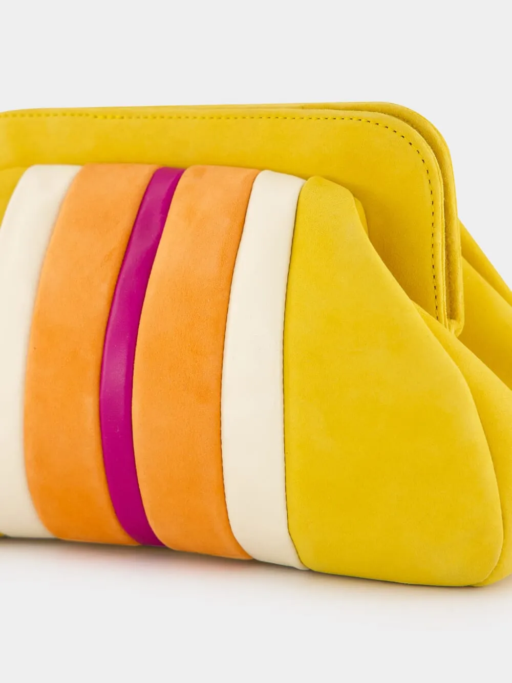 Medine Golden Yellow Leather and Suede Clutch