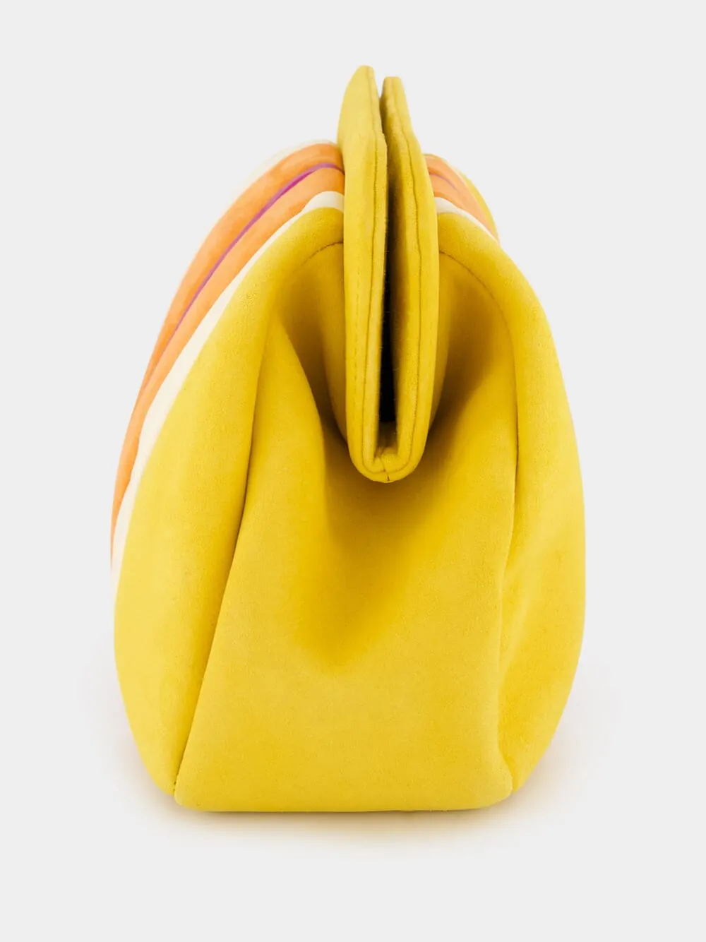 Medine Golden Yellow Leather and Suede Clutch