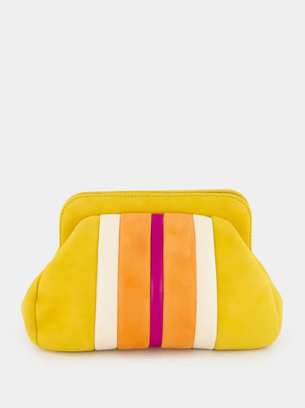 Medine Golden Yellow Leather and Suede Clutch