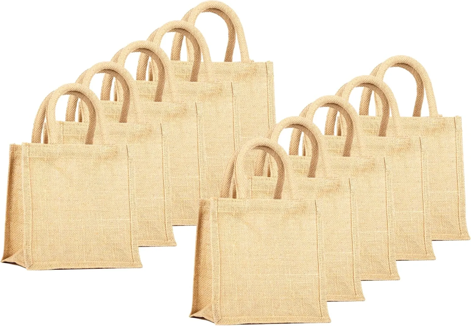 Medium Jute Burlap Tote Bags, Eco-Friendly, Reusable and Biodegradable, Wedding, Welcome, Party Favors