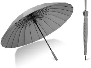 Meichoon Large Umbrella 24Ribs Strong Windproof Glassfiber Bumbersoll Long Handle Manual Business Golf Bumbershoot Outdoor Women Men Multiple Colors KS46