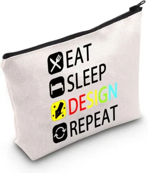 MEIKIUP Designer Gift: Eat Sleep Design Repeat Makeup Bag for Interior & Graphic Designers