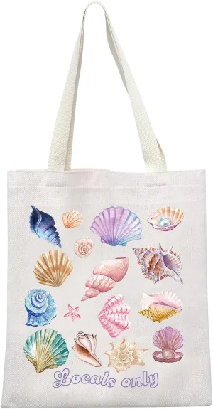 MEIKIUP Shells of Love Travel shopping Bag Seashell Collector Gift Beach Themed shoulder bag Hawaiian Ocean Themed Gifts