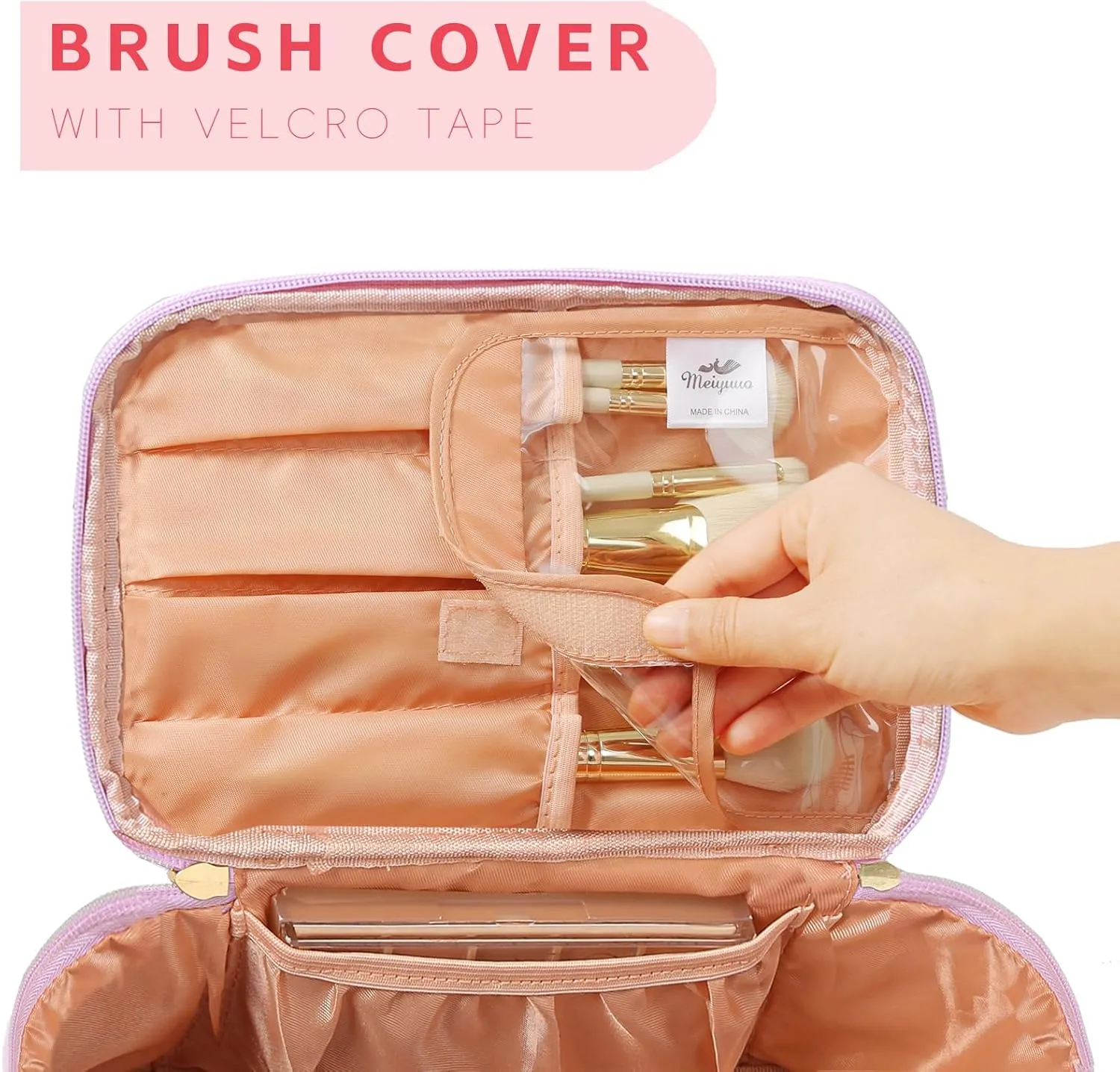 Meiyuuo Large Initial Makeup Bag Travel Pro Cosmetic Bags Cute Chenille Letter Pouch Rainbow Pink Personalized Toiletry Organizer for Women Teen Girls Birthday Gifts for Her Preppy Rainbow Pink K