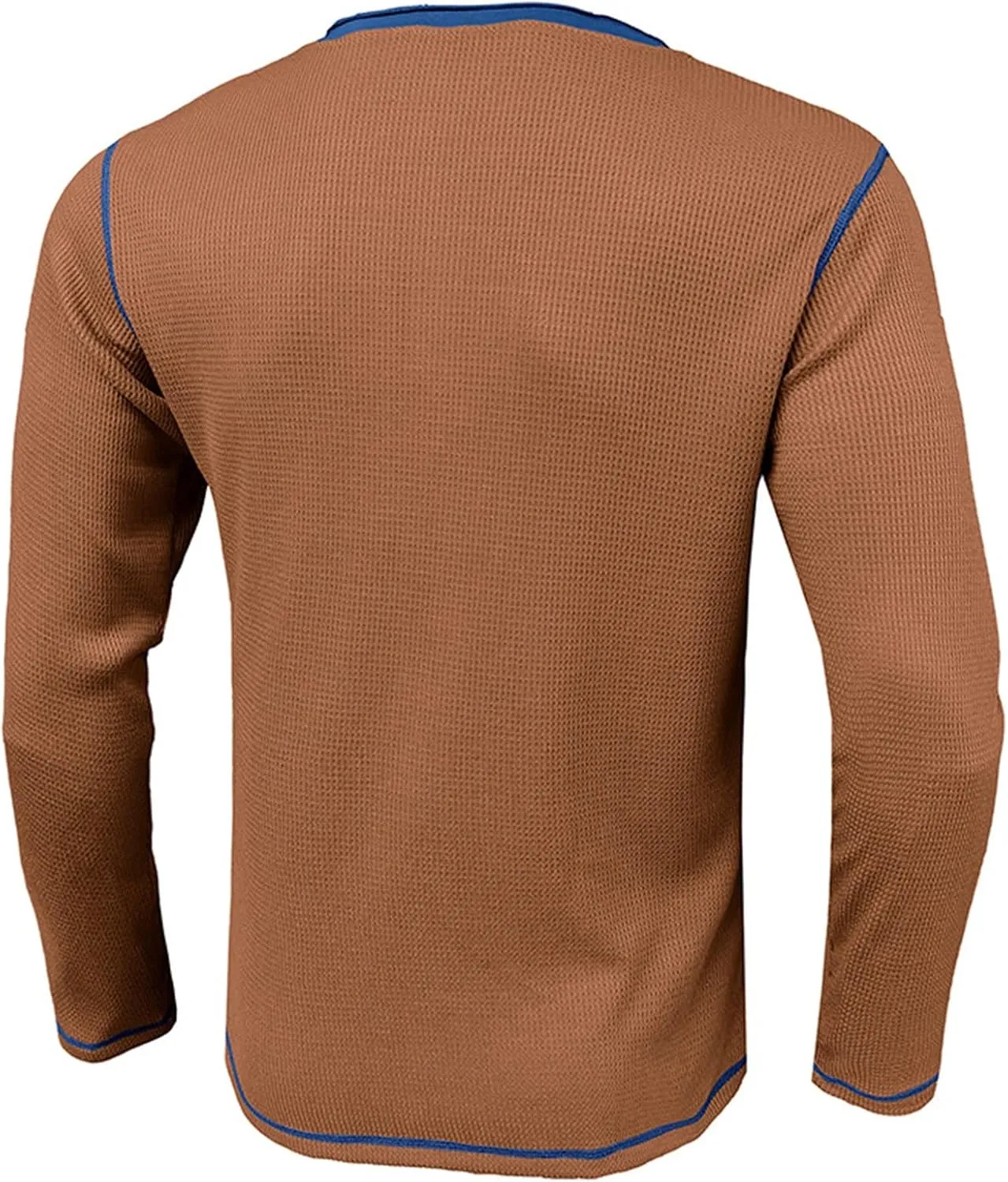 Men Waffle Knit Shirts 1/4 Button Long Sleeve Casual T-Shirts Solid Color Lightweight Loose Fit Shirt