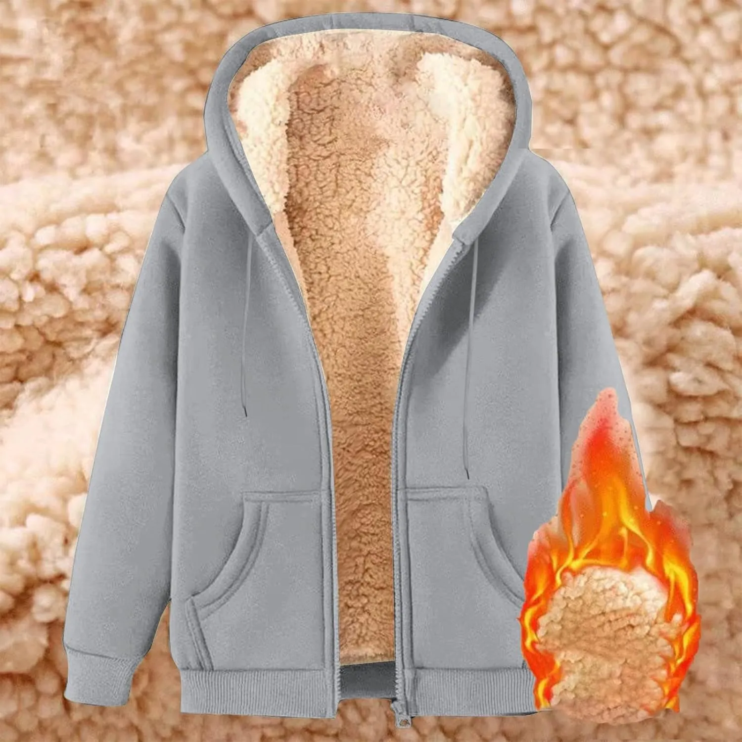 Men's Hoodies Sherpa Lined Fleece Hooded Pullover Long Sleeve Drawstraing Trendy Warm Sweatshirts with Pocket