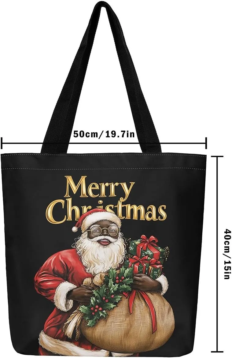 Merry Christmas Canvas Tote Bag,Xmas Snowman Shoulder Handbags for Shopping Gym,Farmhouse Travel Bag