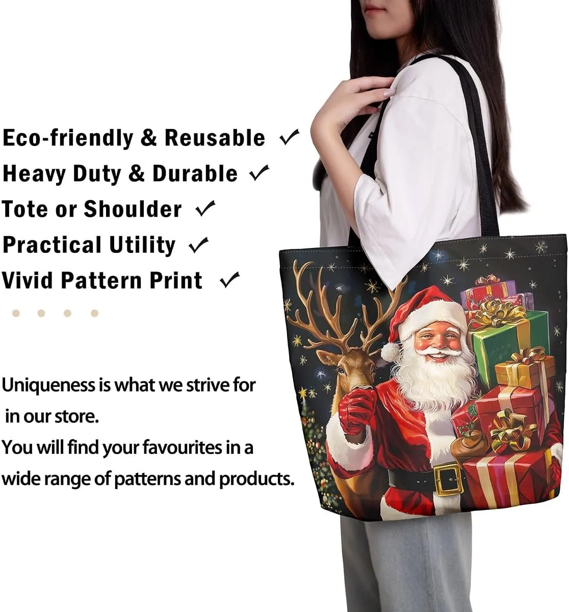Merry Christmas Canvas Tote Bag,Xmas Snowman Shoulder Handbags for Shopping Gym,Farmhouse Travel Bag