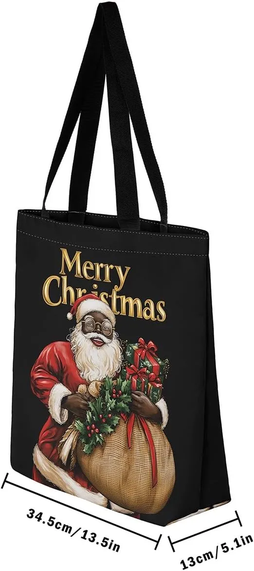 Merry Christmas Canvas Tote Bag,Xmas Snowman Shoulder Handbags for Shopping Gym,Farmhouse Travel Bag