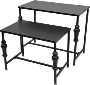 Metal Shoe Handbag Display Stand, 2Pcs Retail Nesting Display Tables, Heavy Duty Boutique Display Riser Shelf Modern Standing Clothing Shoes Display Rack for Retail Stores, Black