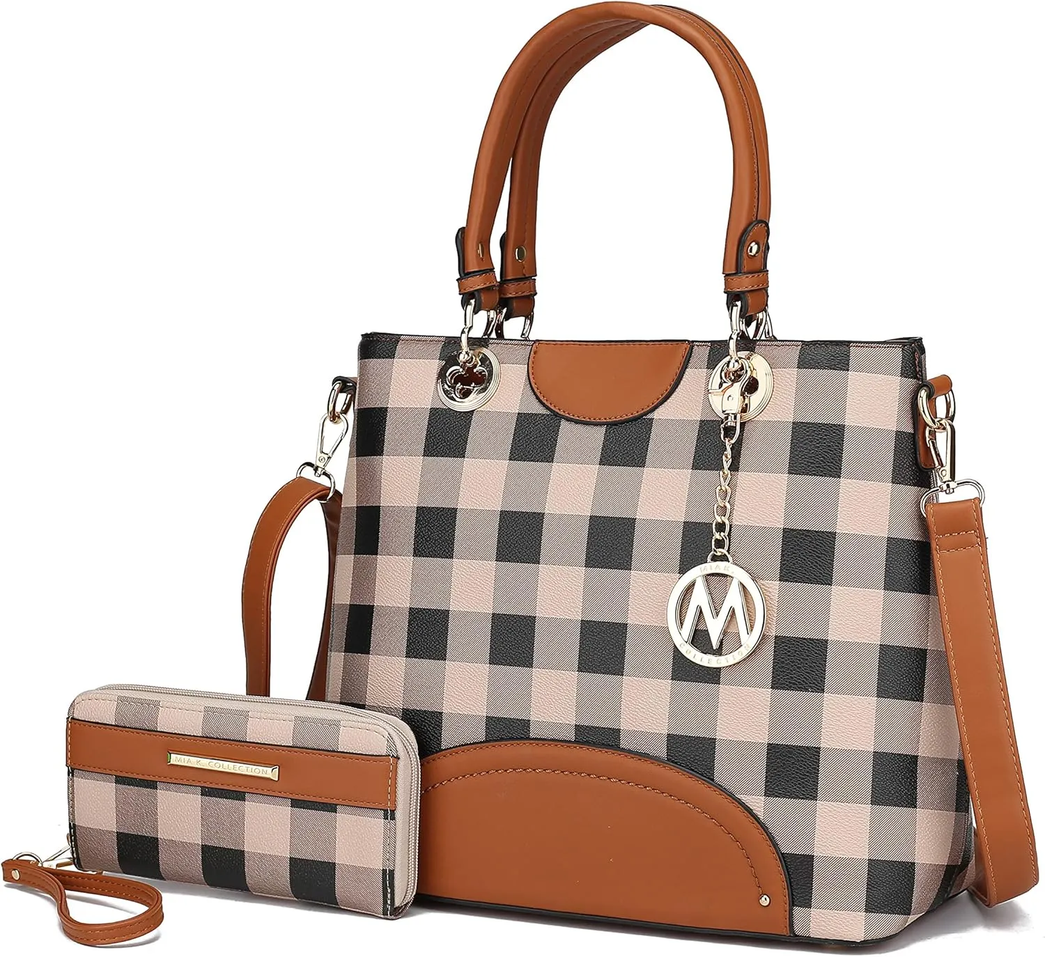Mia K Collection Shoulder Bag for Women & Wristlet Wallet Purse Set: PU Leather Crossbody Tote Top-Handle Handbag