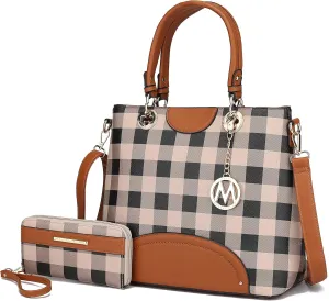 Mia K Collection Shoulder Bag for Women & Wristlet Wallet Purse Set: PU Leather Crossbody Tote Top-Handle Handbag