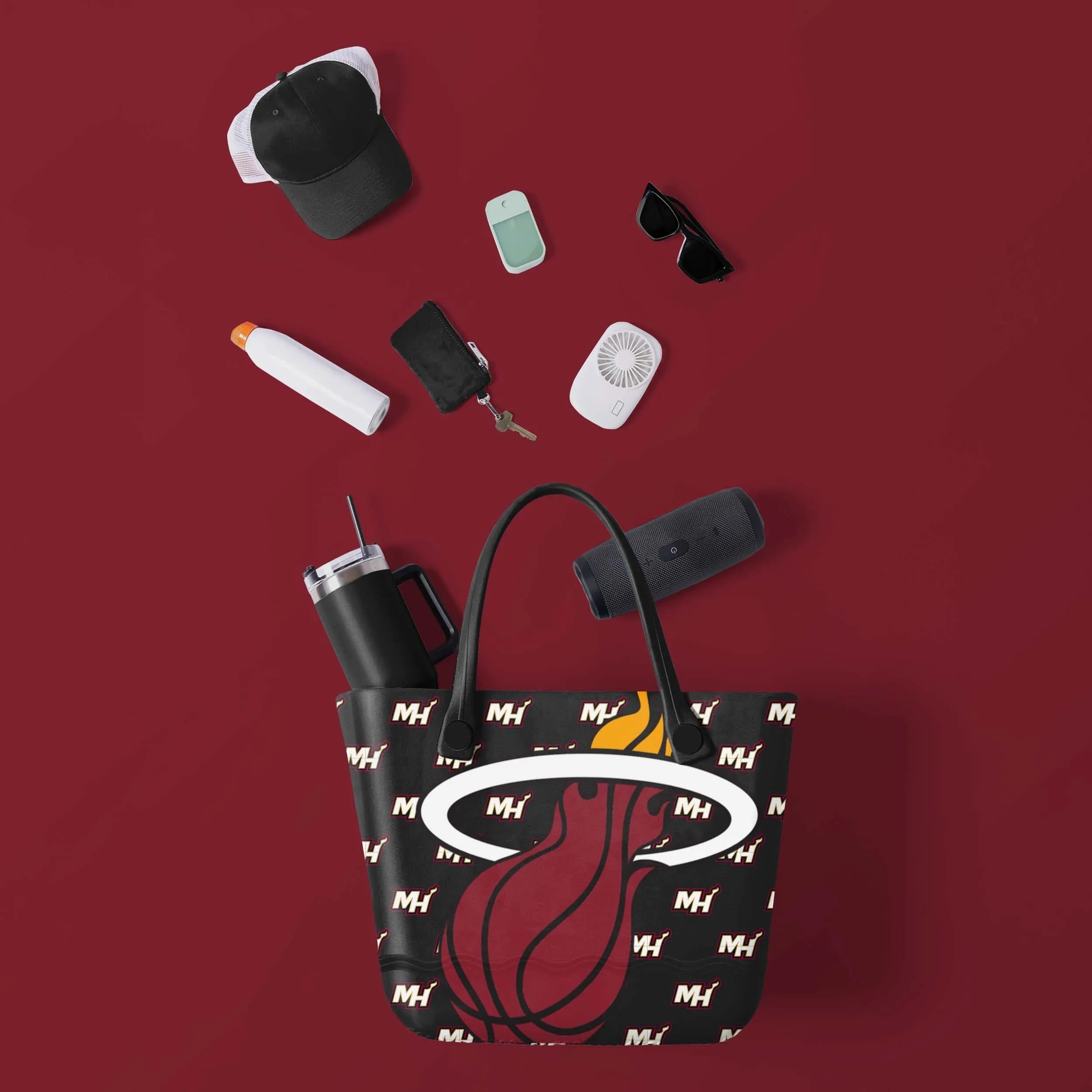 Miami Heat Big Logo Mini Print Tailgate Tote Bag