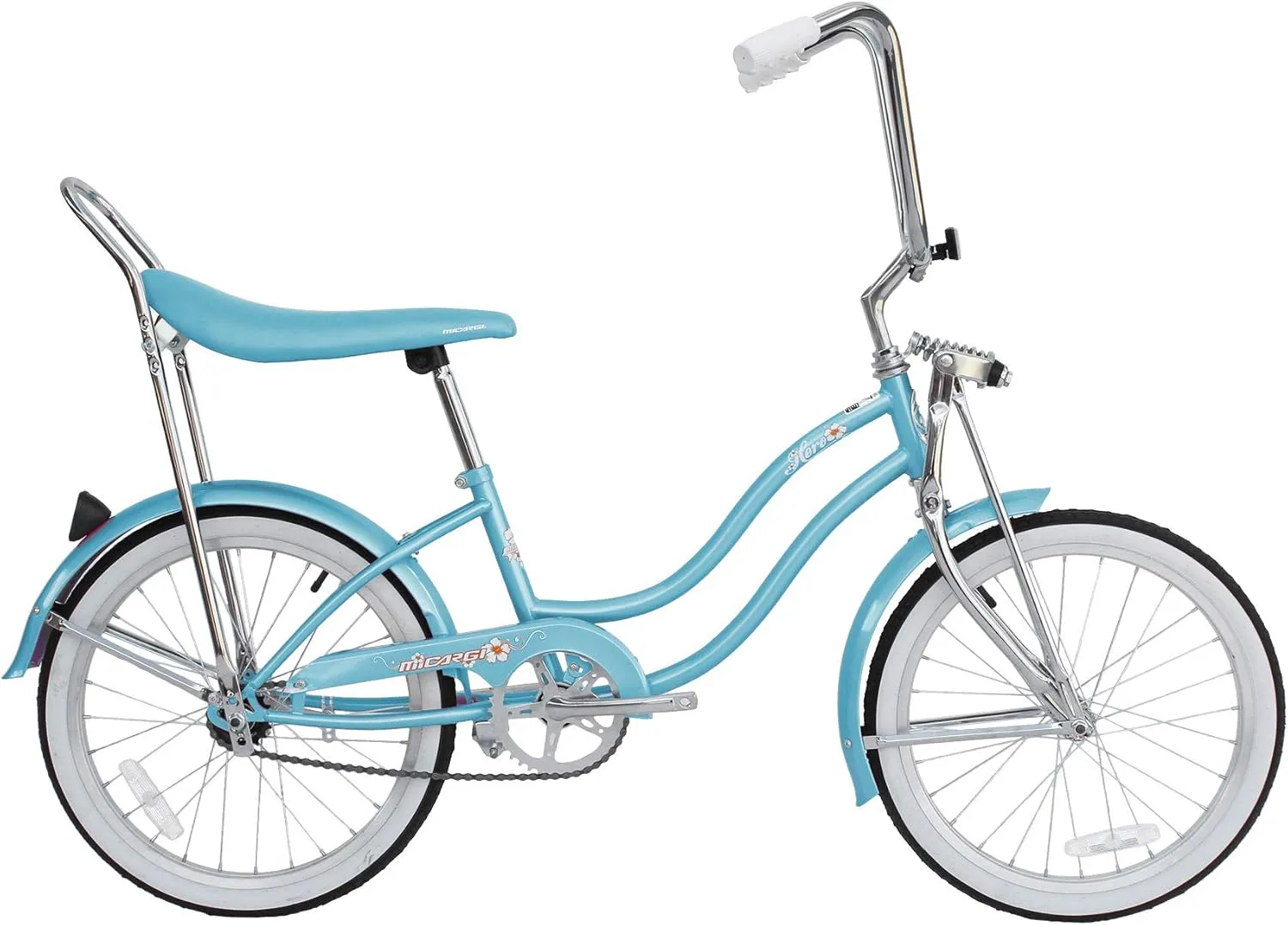 MICARGI 20" Retro Classic Bike, Beach Cruiser Bike for Kids/Adults,Lowrider Springer Fork Retro Banana Seat,High Rise Handlebar - Multi Color (Hero, Blue 2)