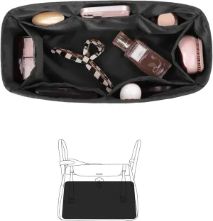 Mini Lindy Bag Insert, Organizer Compatible with Hermes Lindy Bag, Luxury Bags Storage with Satin, Lightweight and Soft Touch (Black, Lindy19)
