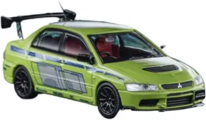 Miniature Models 1:64 for Mitsubishi Lancer EVO FNF Green Painting Alloy Car Model Static Display for Collection Car Ornaments