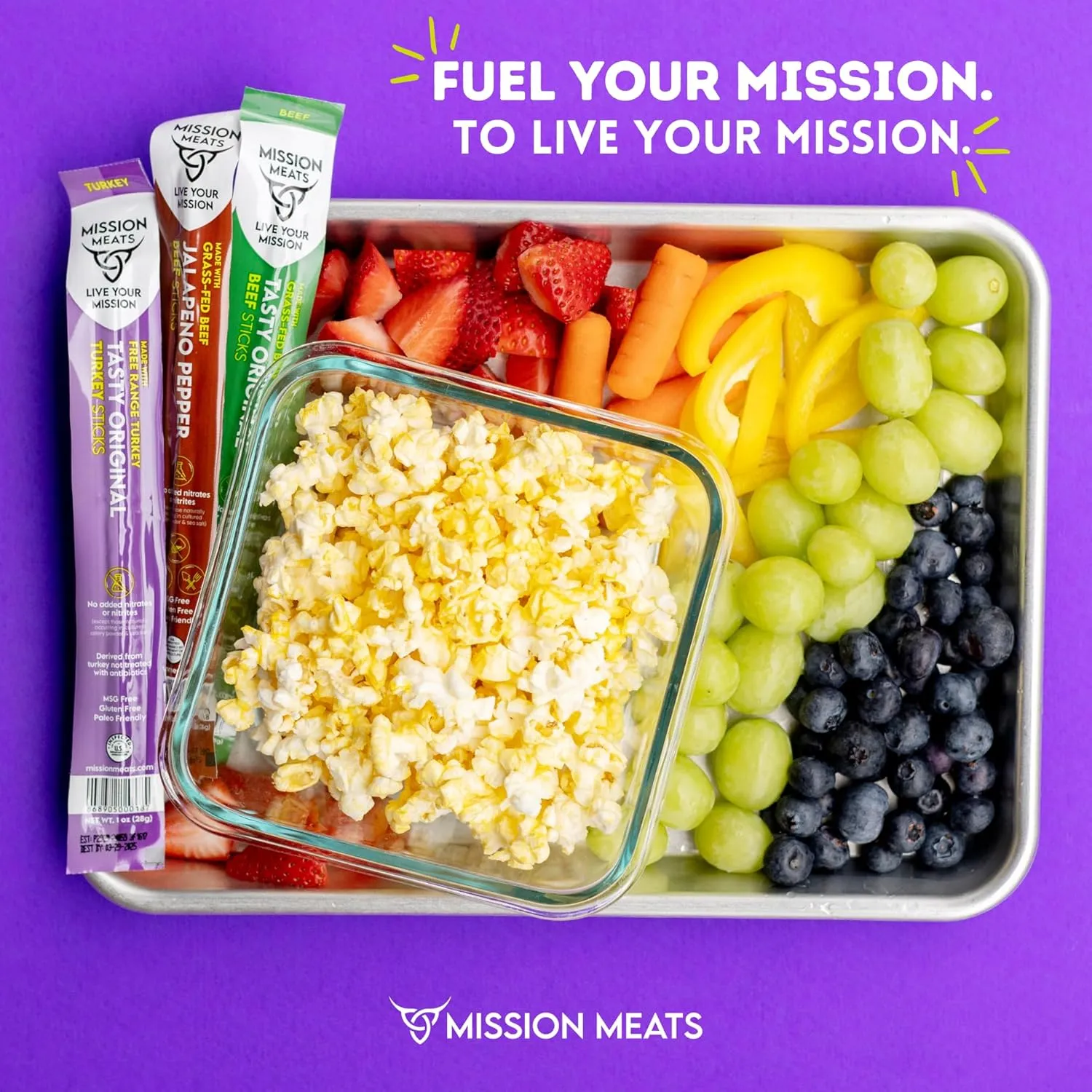 Mission Meats Variety Pack with 100% Grass Fed Beef, Free Range Turkey, and Cracked Pepper Pork Sticks – Gluten & Sugar Free, Whole 30 and Paleo Friendly, 1oz (Pack of 12)