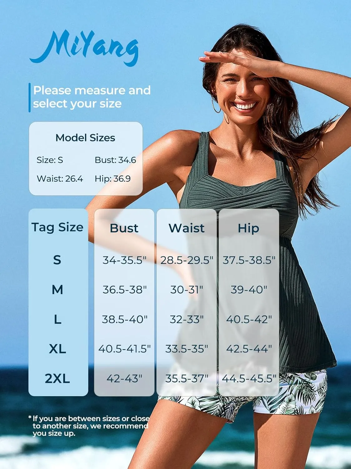 MiYang Tankini Swimsuits for Women 2025 Tummy Control Modest Flowy Two Piece Bathing Suits Top with Pockets Shorts