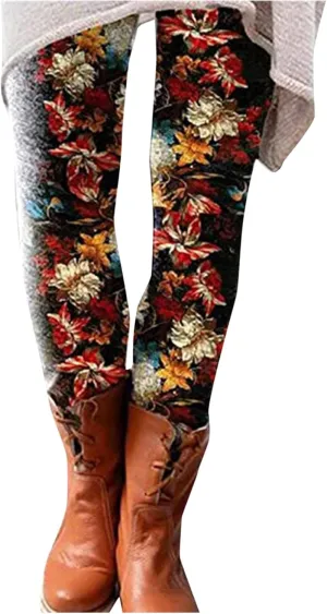 Miyaomn Stylish Boho Printed Leggings for Women Skinny Comfy Stretchy High Waisted Tights Workout Athletic Fitness Yoga Pants