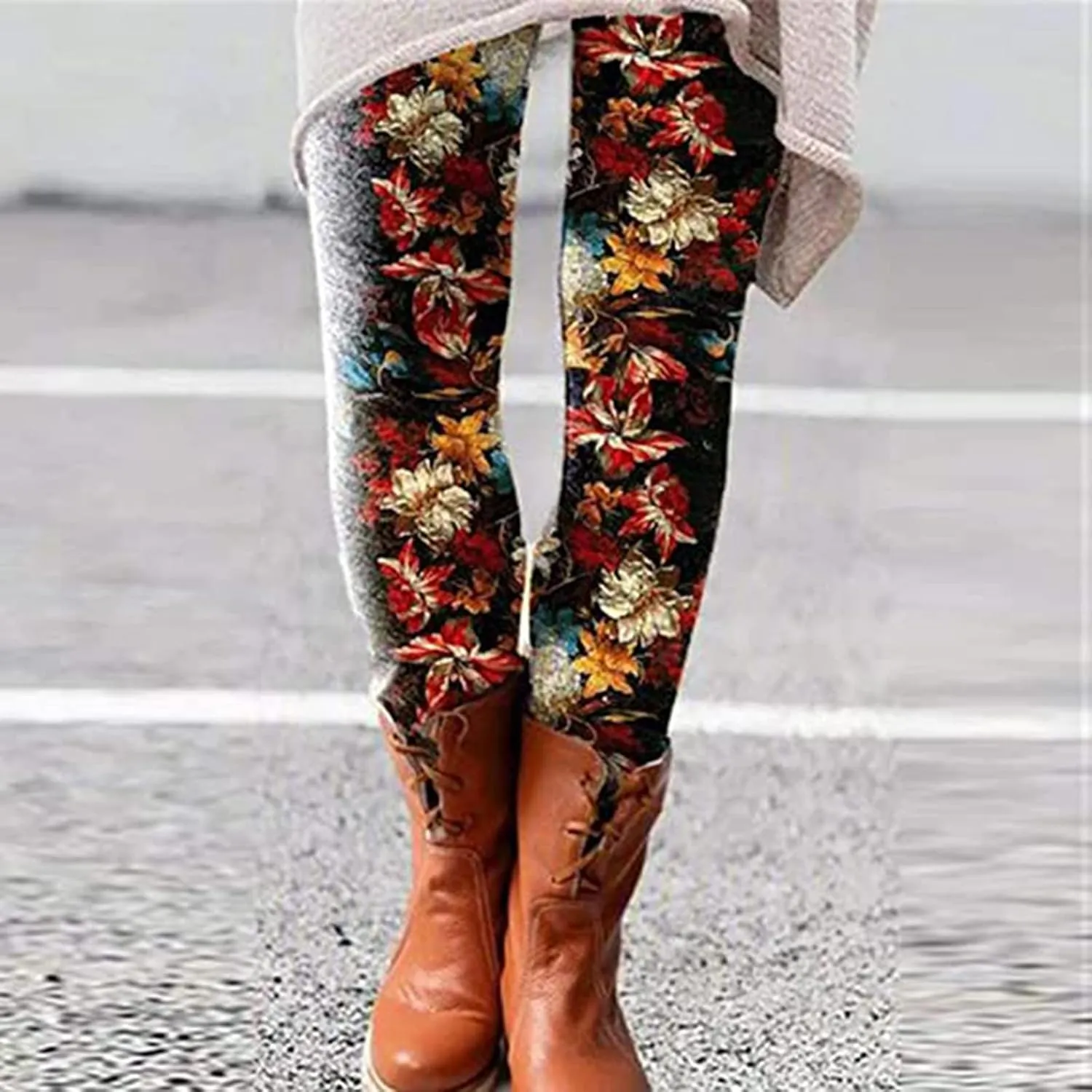 Miyaomn Stylish Boho Printed Leggings for Women Skinny Comfy Stretchy High Waisted Tights Workout Athletic Fitness Yoga Pants