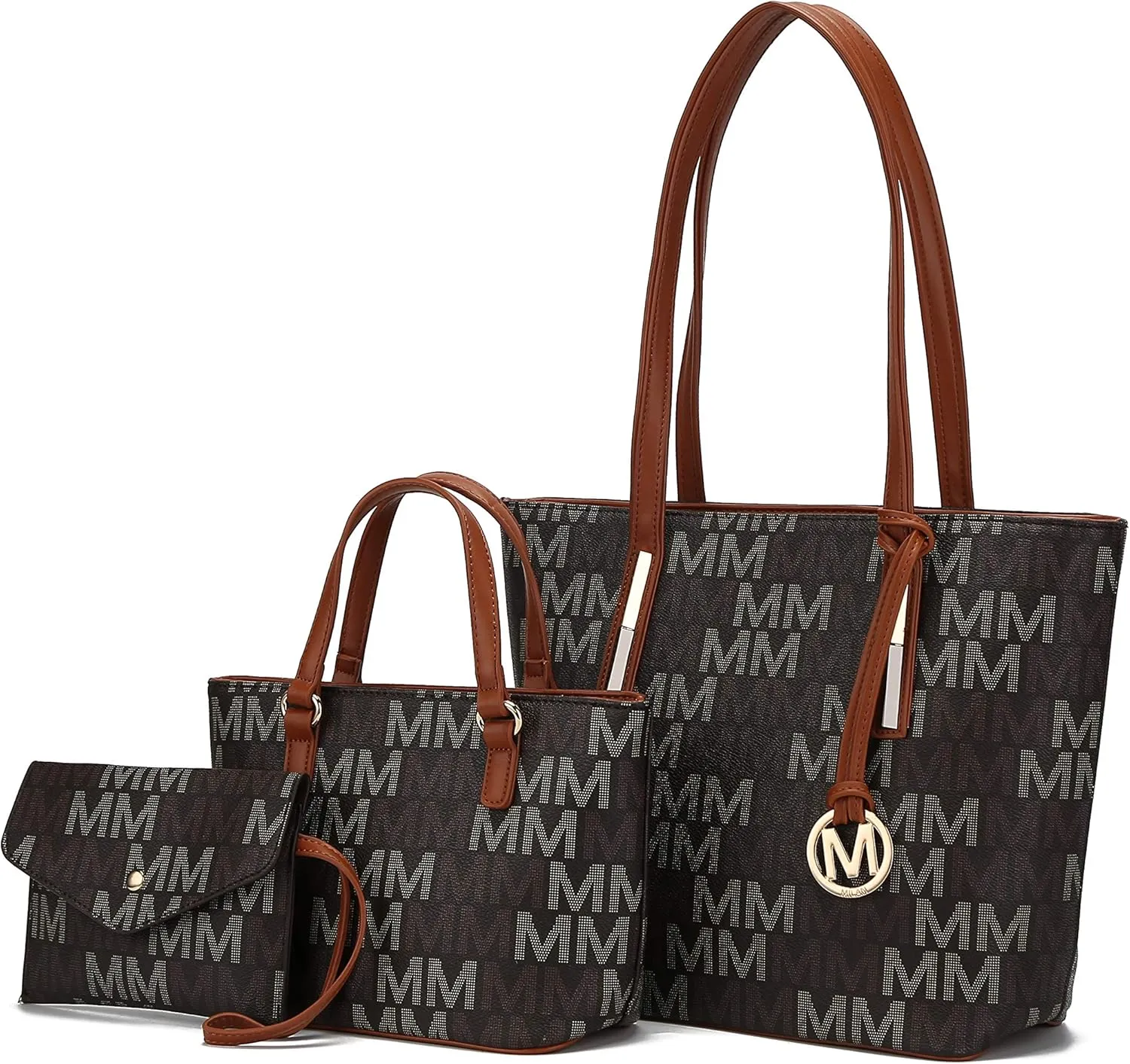 MKF Collection 3-PC Set, Shoulder Bag for Women, Small Tote Bag & Wristlet Purse – Top Handle PU Leather Handbag by Mia K