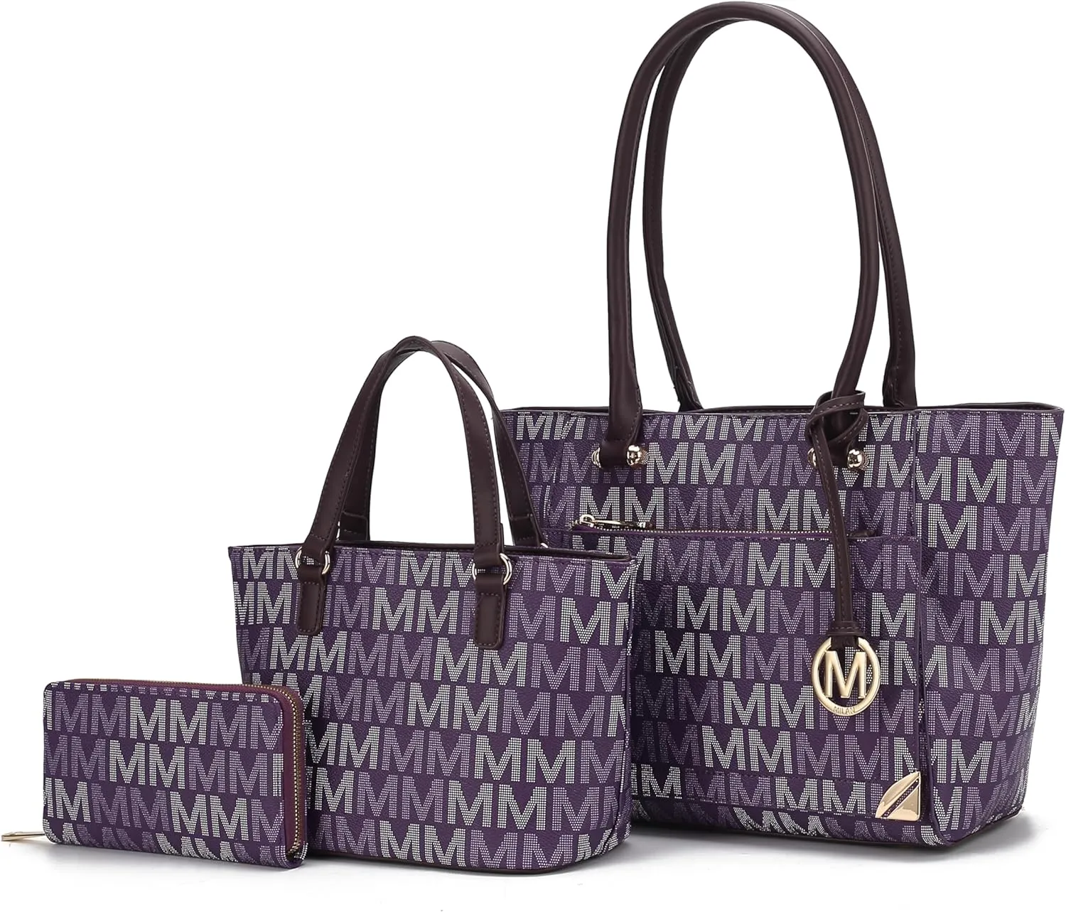 MKF Collection 3-PC Set, Shoulder Bag for Women, Small Tote Bag & Wristlet Purse – Top Handle PU Leather Handbag by Mia K