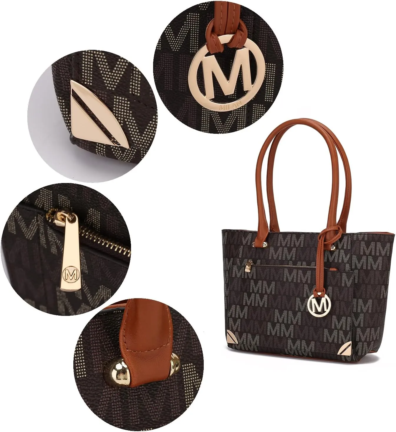 MKF Collection 3-PC Set, Shoulder Bag for Women, Small Tote Bag & Wristlet Purse – Top Handle PU Leather Handbag by Mia K