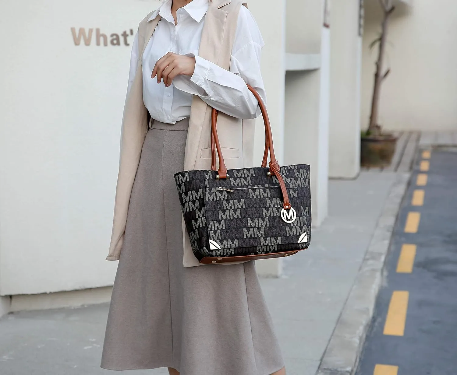 MKF Collection 3-PC Set, Shoulder Bag for Women, Small Tote Bag & Wristlet Purse – Top Handle PU Leather Handbag by Mia K
