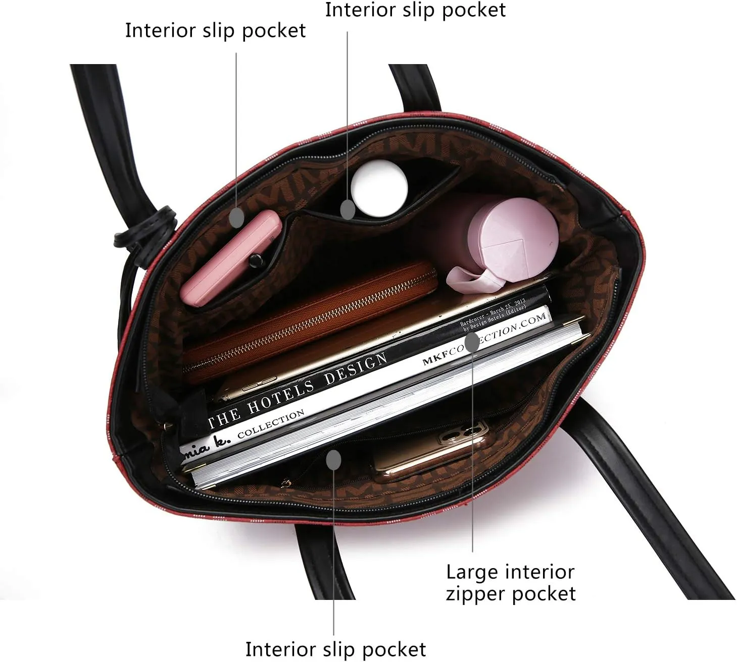 MKF Collection 3-PC Set, Shoulder Bag for Women, Small Tote Bag & Wristlet Purse – Top Handle PU Leather Handbag by Mia K