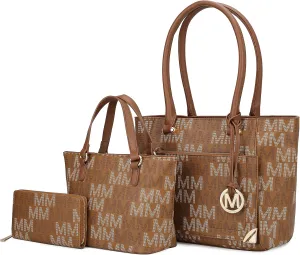 MKF Collection 3-PC Set, Shoulder Bag for Women, Small Tote Bag & Wristlet Purse – Top Handle PU Leather Handbag by Mia K