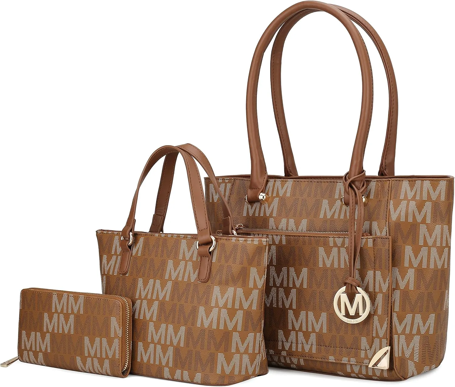 MKF Collection 3-PC Set, Shoulder Bag for Women, Small Tote Bag & Wristlet Purse – Top Handle PU Leather Handbag by Mia K