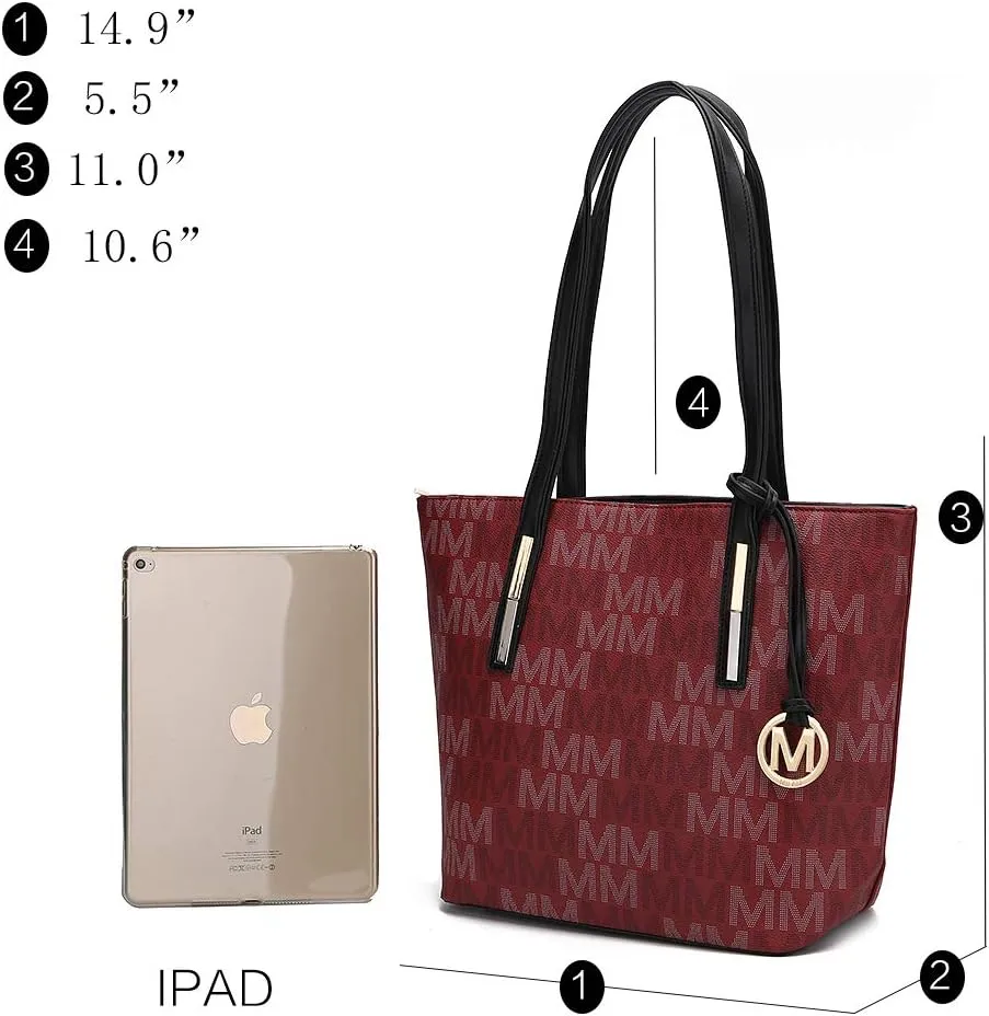 MKF Collection 3-PC Set, Shoulder Bag for Women, Small Tote Bag & Wristlet Purse – Top Handle PU Leather Handbag by Mia K