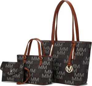 MKF Collection 3-PC Set, Shoulder Bag for Women, Small Tote Bag & Wristlet Purse – Top Handle PU Leather Handbag by Mia K