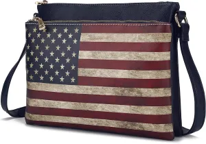 MKF Collection American Flag Design Crossbody Bag for Women, Patriotic Handbag American Pride Shoulder Bag by Mia K
