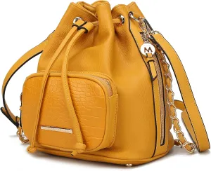 MKF Collection Bucket Shoulder Bag for Women Vegan Leather Crossbody Bag, 2 different style of straps Handbag Purse By Mia K